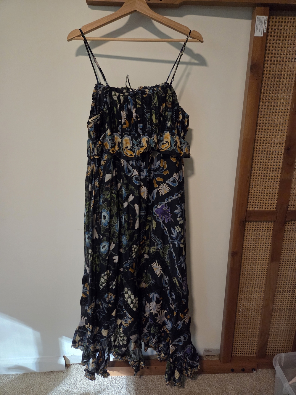 NWT FARM Rio Winter Garden Black Pleated Lace Sleeveless Midi Dress Retail $290